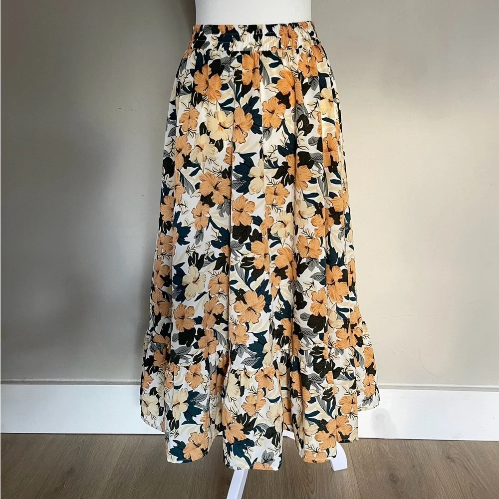 SHEIN Bright Floral Skirt Yellow Size Small - Picture 4 of 7